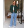 imageEXLURA Womens 2025 Knit Cardigan Sweaters Early Fall Fashion Long Sleeve Open Front Button Down Trendy Casual Cropped JacketDark Green