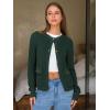imageEXLURA Womens 2025 Knit Cardigan Sweaters Early Fall Fashion Long Sleeve Open Front Button Down Trendy Casual Cropped JacketDark Green
