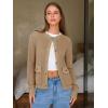 imageEXLURA Womens 2025 Knit Cardigan Sweaters Early Fall Fashion Long Sleeve Open Front Button Down Trendy Casual Cropped JacketDark Khaki