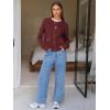 imageEXLURA Womens 2025 Knit Cardigan Sweaters Early Fall Fashion Long Sleeve Open Front Button Down Trendy Casual Cropped JacketDark Red
