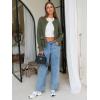 imageEXLURA Womens 2025 Knit Cardigan Sweaters Early Fall Fashion Long Sleeve Open Front Button Down Trendy Casual Cropped JacketGreen