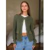 imageEXLURA Womens 2025 Knit Cardigan Sweaters Early Fall Fashion Long Sleeve Open Front Button Down Trendy Casual Cropped JacketGreen