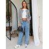 imageEXLURA Womens 2025 Knit Cardigan Sweaters Early Fall Fashion Long Sleeve Open Front Button Down Trendy Casual Cropped JacketGrey