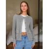 imageEXLURA Womens 2025 Knit Cardigan Sweaters Early Fall Fashion Long Sleeve Open Front Button Down Trendy Casual Cropped JacketGrey