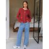 imageEXLURA Womens 2025 Knit Cardigan Sweaters Early Fall Fashion Long Sleeve Open Front Button Down Trendy Casual Cropped JacketWine Red