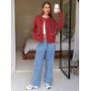 imageEXLURA Womens 2025 Knit Cardigan Sweaters Early Fall Fashion Long Sleeve Open Front Button Down Trendy Casual Cropped JacketWine Red