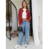 imageEXLURA Womens 2025 Knit Cardigan Sweaters Early Fall Fashion Long Sleeve Open Front Button Down Trendy Casual Cropped JacketWine Red