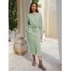 imageEXLURA Womens 2 Piece Skirts Set Fall Airport Drawstring Sweatshirts Midi Skirt Dress Lounge Sets Travel Outfits Winter 2025Grey Green