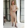 imageEXLURA Womens 2 Piece Skirts Set Fall Airport Drawstring Sweatshirts Midi Skirt Dress Lounge Sets Travel Outfits Winter 2025Khaki
