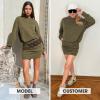 imageEXLURA Womens Fall 2 Piece Skirt Sets Long Sleeve Mock Neck Sweatshirt Skort Matching Set Casual Lounge Airport Outfits 2025Army Green