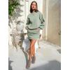 imageEXLURA Womens Fall 2 Piece Skirt Sets Long Sleeve Mock Neck Sweatshirt Skort Matching Set Casual Lounge Airport Outfits 2025Light Green