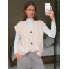 imageEXLURA Womens Fall Fashion Sweaters Vest Tops Sleeveless Button Down V Neck Chunky Cable Knit Cardigan Trendy Outfits 2025Beige