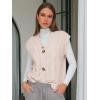 imageEXLURA Womens Fall Fashion Sweaters Vest Tops Sleeveless Button Down V Neck Chunky Cable Knit Cardigan Trendy Outfits 2025Beige