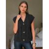 imageEXLURA Womens Fall Fashion Sweaters Vest Tops Sleeveless Button Down V Neck Chunky Cable Knit Cardigan Trendy Outfits 2025Black