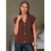 imageEXLURA Womens Fall Fashion Sweaters Vest Tops Sleeveless Button Down V Neck Chunky Cable Knit Cardigan Trendy Outfits 2025Brown