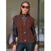 imageEXLURA Womens Fall Fashion Sweaters Vest Tops Sleeveless Button Down V Neck Chunky Cable Knit Cardigan Trendy Outfits 2025Brown