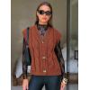 imageEXLURA Womens Fall Fashion Sweaters Vest Tops Sleeveless Button Down V Neck Chunky Cable Knit Cardigan Trendy Outfits 2025Caramel