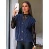 imageEXLURA Womens Fall Fashion Sweaters Vest Tops Sleeveless Button Down V Neck Chunky Cable Knit Cardigan Trendy Outfits 2025Dark Blue