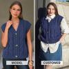 imageEXLURA Womens Fall Fashion Sweaters Vest Tops Sleeveless Button Down V Neck Chunky Cable Knit Cardigan Trendy Outfits 2025Dark Blue
