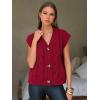 imageEXLURA Womens Fall Fashion Sweaters Vest Tops Sleeveless Button Down V Neck Chunky Cable Knit Cardigan Trendy Outfits 2025Wine Red