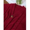 imageEXLURA Womens Fall Fashion Sweaters Vest Tops Sleeveless Button Down V Neck Chunky Cable Knit Cardigan Trendy Outfits 2025Wine Red