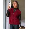 imageEXLURA Womens Fall Fashion Sweaters Vest Tops Sleeveless Button Down V Neck Chunky Cable Knit Cardigan Trendy Outfits 2025Wine Red