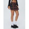 imageEXLURA Womens Fall Plaid Bodycon Mini Skirts High Elastic Wasit Short Skirt Trendy Winter Sexy Y2K Fashion OutfitBlack Red