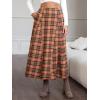 imageEXLURA Womens Flannel Plaid Long Skirts High Waist A Line Flared Pleated Maxi Skirt Dress Casual Vintage Office with PocketsCaramel Plaid