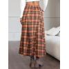 imageEXLURA Womens Flannel Plaid Long Skirts High Waist A Line Flared Pleated Maxi Skirt Dress Casual Vintage Office with PocketsCaramel Plaid