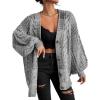 imageEXLURA Womens 2025 Oversized Cardigan Sweaters Fall Winter Lightweight Soft Knit Cardigan Open Front Button Outwear CoatsGrey White