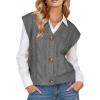 imageEXLURA Womens Fall Fashion Sweaters Vest Tops Sleeveless Button Down V Neck Chunky Cable Knit Cardigan Trendy Outfits 2025Grey
