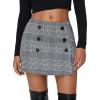 imageEXLURA Womens Fall Plaid Bodycon Mini Skirts High Elastic Wasit Short Skirt Trendy Winter Sexy Y2K Fashion OutfitGrey