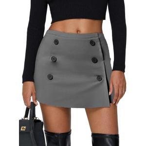 imageEXLURA Womens Fall Plaid Bodycon Mini Skirts High Elastic Wasit Short Skirt Trendy Winter Sexy Y2K Fashion OutfitDark Grey