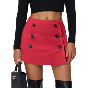 imageEXLURA Womens Fall Plaid Bodycon Mini Skirts High Elastic Wasit Short Skirt Trendy Winter Sexy Y2K Fashion OutfitRed