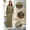 imageEXLURA Women 2 Piece Outfits Fall Airport Long Sleeve Hoodies Matching Long Skirt Dress Sweatsuits Lounge Sets Winter 2025Army Green