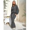 imageEXLURA Women 2 Piece Outfits Fall Airport Long Sleeve Hoodies Matching Long Skirt Dress Sweatsuits Lounge Sets Winter 2025Dark Grey