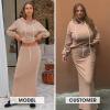imageEXLURA Women 2 Piece Outfits Fall Airport Long Sleeve Hoodies Matching Long Skirt Dress Sweatsuits Lounge Sets Winter 2025Khaki