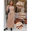 imageEXLURA Women 2 Piece Outfits Fall Airport Long Sleeve Hoodies Matching Long Skirt Dress Sweatsuits Lounge Sets Winter 2025Khaki