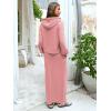 imageEXLURA Women 2 Piece Outfits Fall Airport Long Sleeve Hoodies Matching Long Skirt Dress Sweatsuits Lounge Sets Winter 2025Peach Pink