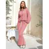 imageEXLURA Women 2 Piece Outfits Fall Airport Long Sleeve Hoodies Matching Long Skirt Dress Sweatsuits Lounge Sets Winter 2025Peach Pink