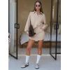 imageEXLURA Women 2 Piece Outfits Fall Airport Polo Sweatshirt Skirt Set Skort Workout Sweatsuits Matching Lounge Sets Winter 2025Beige
