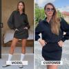 imageEXLURA Women 2 Piece Outfits Fall Airport Polo Sweatshirt Skirt Set Skort Workout Sweatsuits Matching Lounge Sets Winter 2025Black