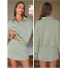 imageEXLURA Women 2 Piece Outfits Fall Airport Polo Sweatshirt Skirt Set Skort Workout Sweatsuits Matching Lounge Sets Winter 2025Grey Green