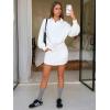imageEXLURA Women 2 Piece Outfits Fall Airport Polo Sweatshirt Skirt Set Skort Workout Sweatsuits Matching Lounge Sets Winter 2025White