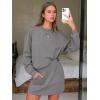 imageEXLURA Women 2 Piece Set Airport Outfit 2025 Fall Skirt Sets Cotton Travel Sweat Suit Casual Lounge Crewneck Sweatshirt SkortDark Grey