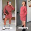 imageEXLURA Women 2 Piece Set Airport Outfit 2025 Fall Skirt Sets Cotton Travel Sweat Suit Casual Lounge Crewneck Sweatshirt SkortDark Red