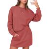 imageEXLURA Women 2 Piece Set Airport Outfit 2025 Fall Skirt Sets Cotton Travel Sweat Suit Casual Lounge Crewneck Sweatshirt SkortDark Red