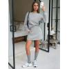 imageEXLURA Women 2 Piece Set Airport Outfit 2025 Fall Skirt Sets Cotton Travel Sweat Suit Casual Lounge Crewneck Sweatshirt SkortGrey