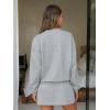 imageEXLURA Women 2 Piece Set Airport Outfit 2025 Fall Skirt Sets Cotton Travel Sweat Suit Casual Lounge Crewneck Sweatshirt SkortGrey