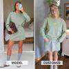 imageEXLURA Women 2 Piece Set Airport Outfit 2025 Fall Skirt Sets Cotton Travel Sweat Suit Casual Lounge Crewneck Sweatshirt SkortGrey Green